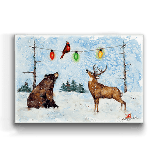 A Bear, Deer, and Cardinal Christmas - Metal Box Art