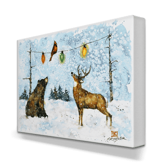 A Bear, Deer, and Cardinal Christmas - Metal Box Art