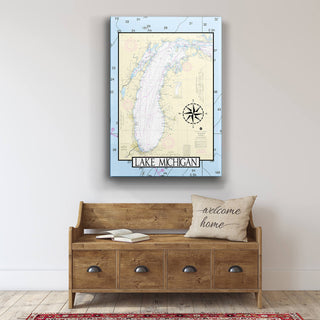 Lake Michigan Area Chart - Metal Box Art Joanne Murphy