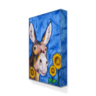 Mule Among Sunflowers - Metal Box Art Metal Box Wall Art Karen Savory