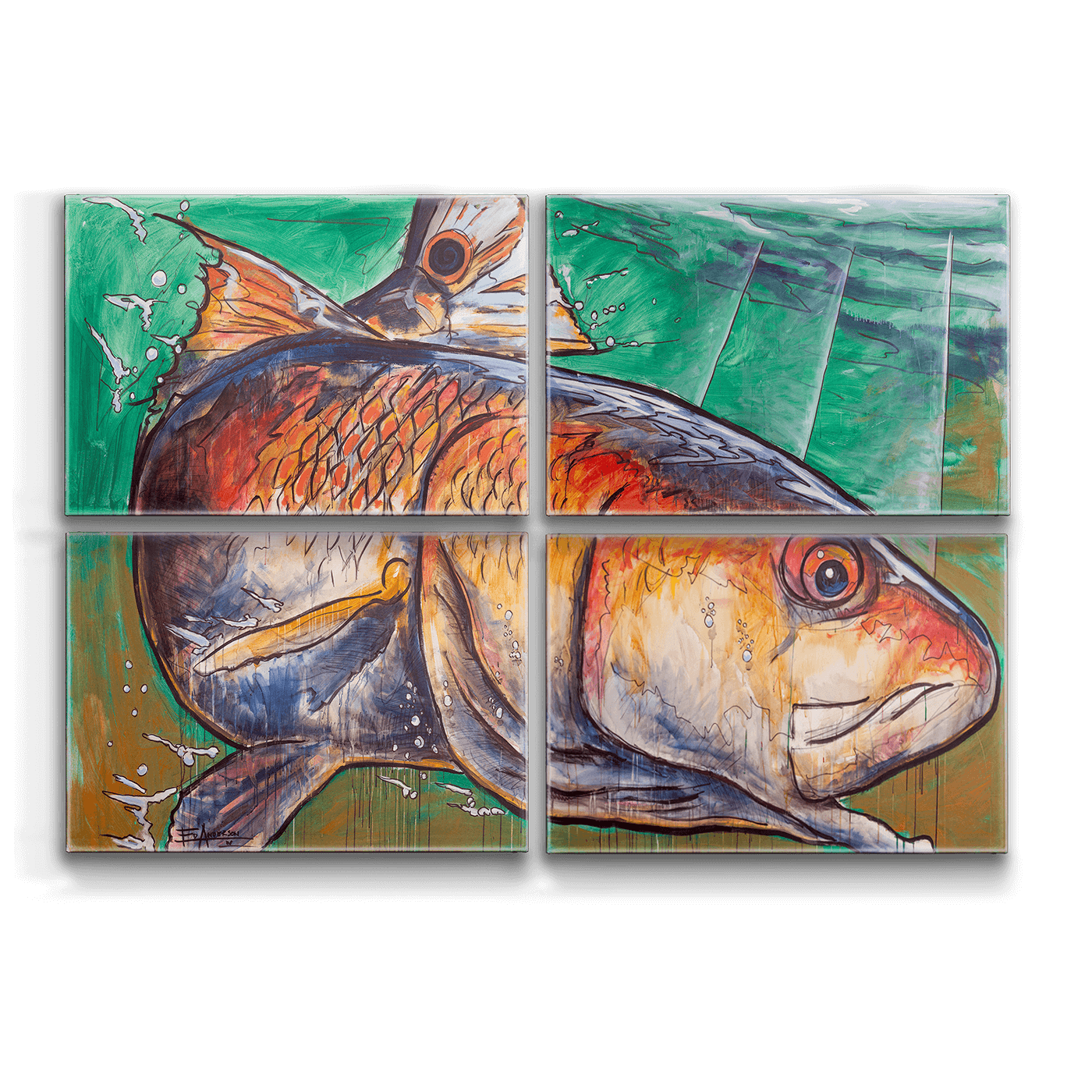 Redfish Tetra: 4-Piece Metal Box Art – Old Wood Signs Redfish Tetra: 4-Piece Metal Box Art – Old Wood Signs