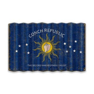 Conch Republic Flag - Corrugated Metal Wall Art Corrugated Wall Art Meissenburg Designs