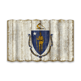 Massachusetts State Flag - Corrugated Metal Wall Art by Meissenburg Designs