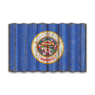 Minnesota State Flag - Corrugated Metal Wall Art by Meissenburg Designs