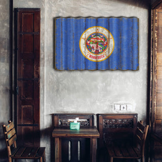 Minnesota State Flag - Corrugated Metal Wall Art by Meissenburg Designs