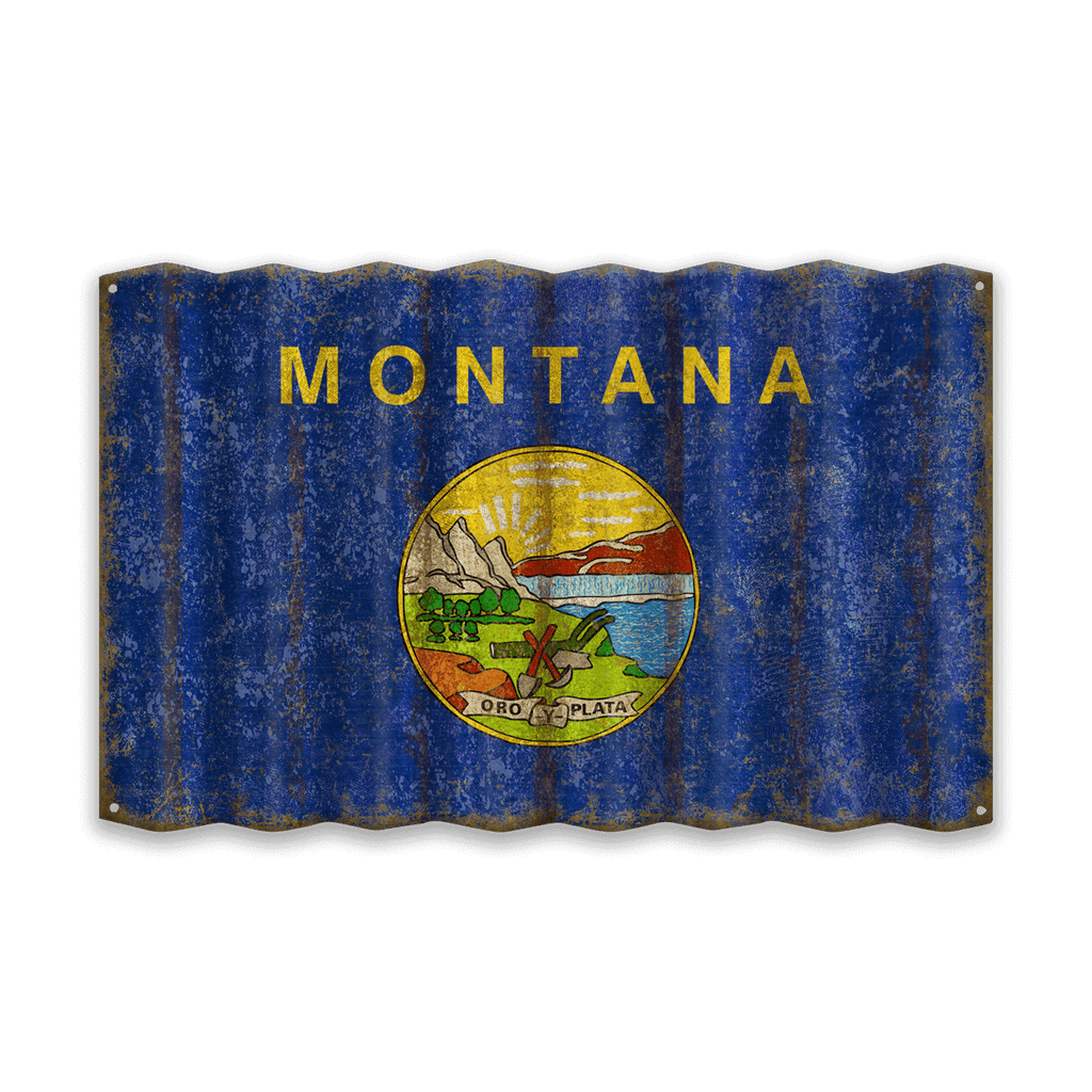Montana State Flag - Corrugated Metal Wall Art – Old Wood Signs