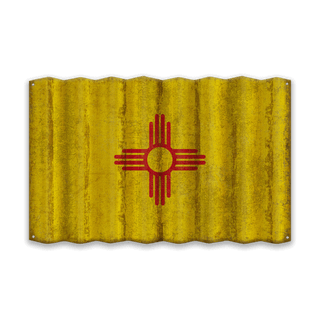 New Mexico State Flag - Corrugated Metal Wall Art by Meissenburg Designs
