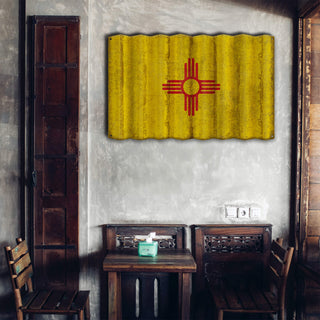 New Mexico State Flag - Corrugated Metal Wall Art by Meissenburg Designs