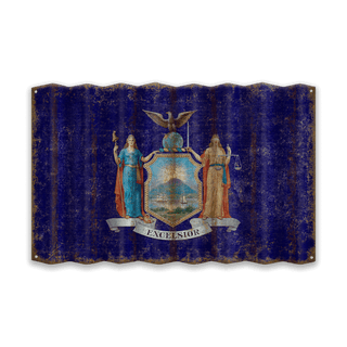 New York State Flag - Corrugated Metal Wall Art by Meissenburg Designs