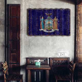 New York State Flag - Corrugated Metal Wall Art by Meissenburg Designs