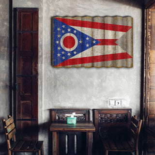 Ohio State Flag - Corrugated Metal Wall Art Corrugated Wall Art Meissenburg Designs