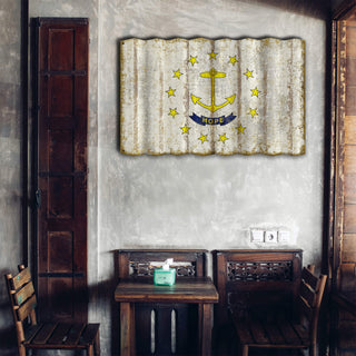 Rhode Island State Flag - Corrugated Metal Wall Art Corrugated Wall Art Meissenburg Designs