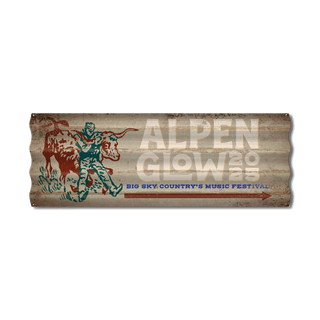 Steer Wrestling Rodeo Entrance: Alpenglow Festival - Corrugated Metal Wall Art Alpenglow Festival