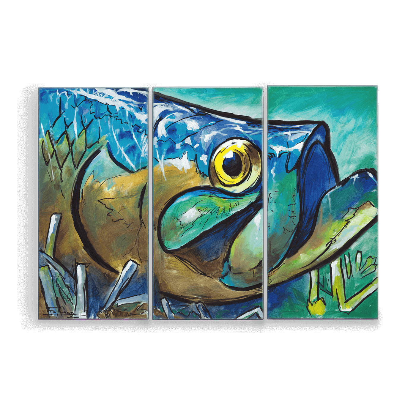 tarp art Tidal Tarpon: 3-Piece Metal Box Art – Old Wood Signs
