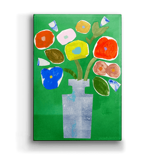 Green Collage Bouquet - Metal Box Art