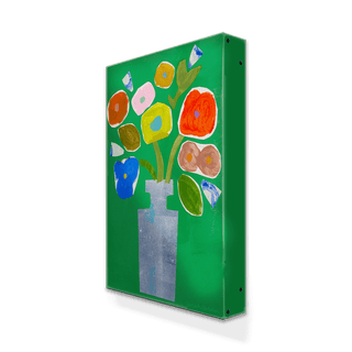 Green Collage Bouquet - Metal Box Art