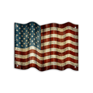 Waving American Flag - Corrugated Metal Wall Art with rustic red, white, and blue design for patriotic wall decor