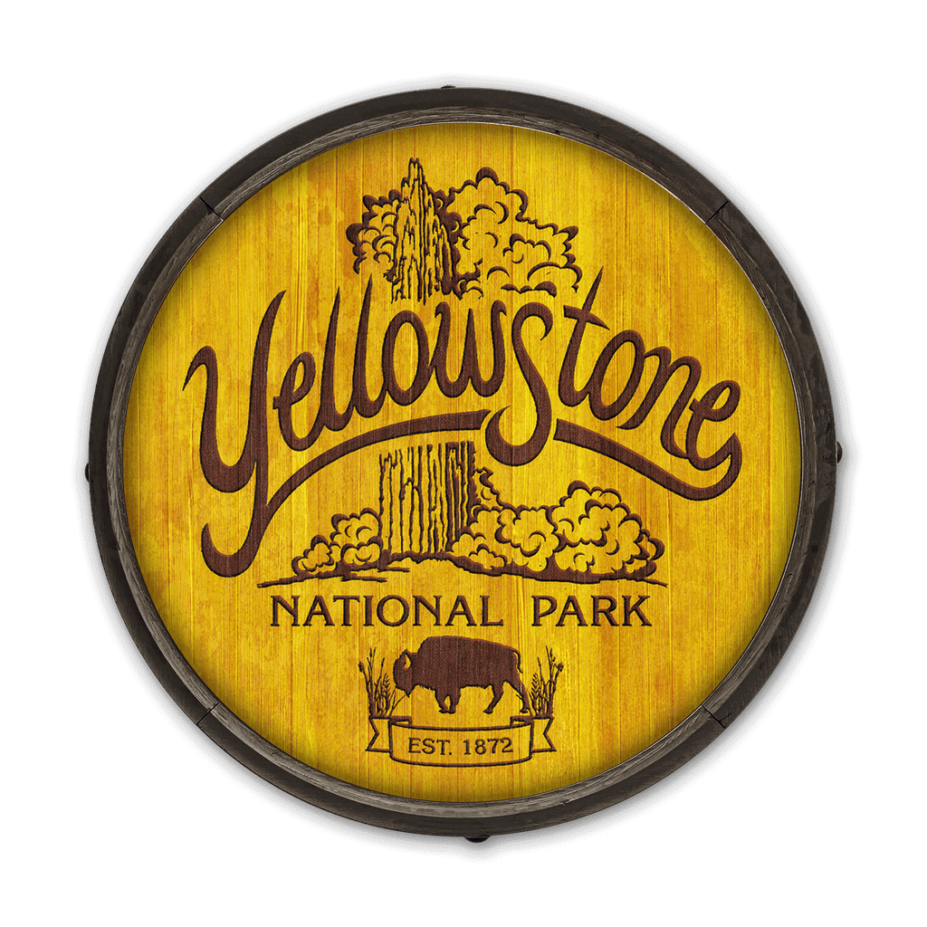 Yellowstone National Park - Barrel End Wall Art – Old Wood Signs