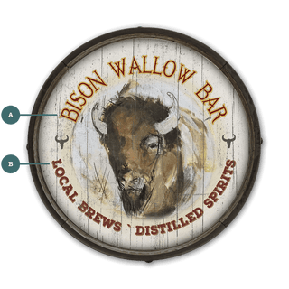 Bison Wallow Bar - Barrel End Wall Art Barrel End Wall Art Marilynn Dwyer Mason