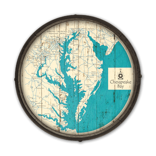 Chesapeake Bay, MD, VA, DE on a Barrel End Lake Art