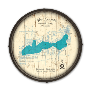 Lake Geneva, Wisconsin on a Barrel End by Lake Art