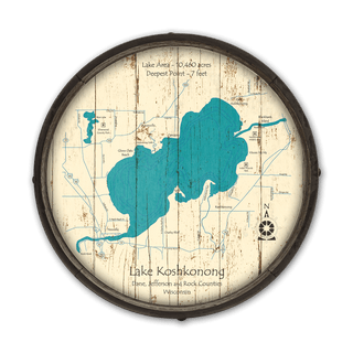 Lake Koshkonong, Wisconsin on a Barrel End Lake Art