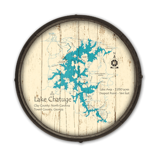 Lake Chatuge, North Carolina & Georgia on a Barrel End Lake Art