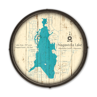 Nagawicka Lake, Wisconsin on a Barrel End Lake Art