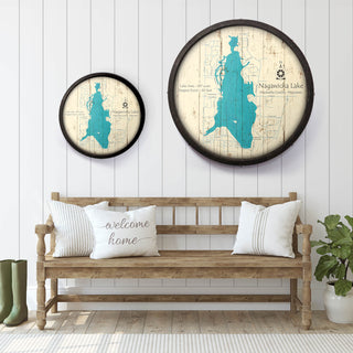 Nagawicka Lake, Wisconsin on a Barrel End Lake Art