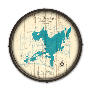 Okauchee Lake, Wisconsin on a Barrel End Lake Art