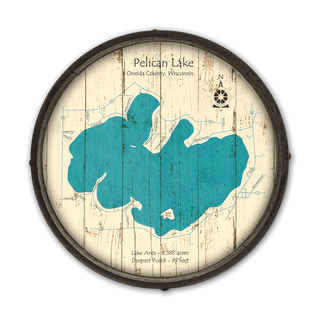 Pelican Lake, Oneida County, WI on a Barrel End Lake Art