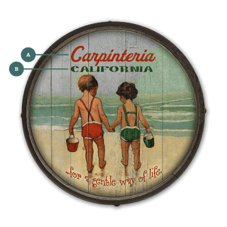 Children Holding Hands at the Beach - Barrel End Wall Art