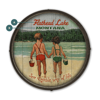 Children Holding Hands at the Lake - Barrel End Wall Art