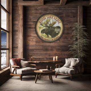 Moose Lake Lodge - Barrel End Wall Art Barrel End Wall Art Marilynn Dwyer Mason