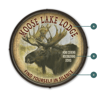 Moose Lake Lodge - Barrel End Wall Art Barrel End Wall Art Marilynn Dwyer Mason