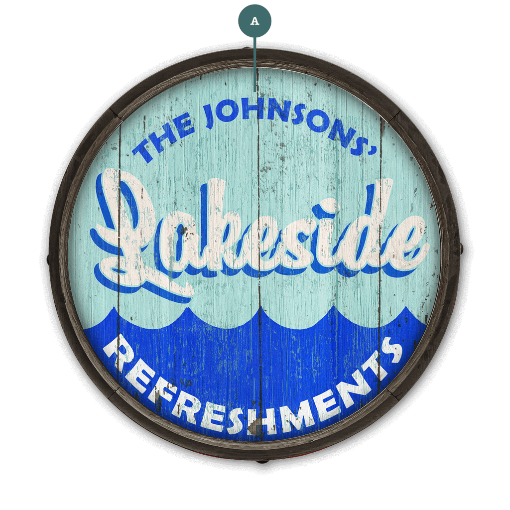 Lakeside Refreshments - Barrel End Wall Art – Old Wood Signs