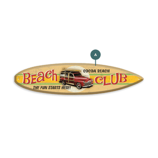 Woody Wagon Beach Club- Surfboard Wall Art