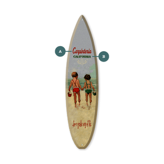 Children Holding Hands at the Beach - Surfboard Wall Art