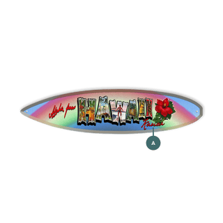 Hawaii State Postcard - Surfboard Wall Art