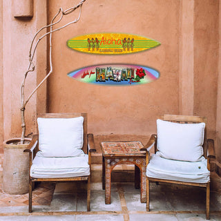 Hawaii Hula State Postcard - Surfboard Wall Art