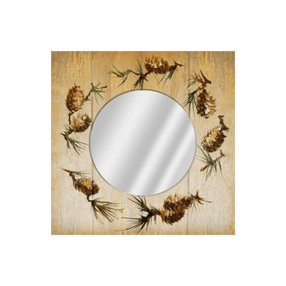 Rustic Pinecone Wall Mirror - Wood & Metal Wall Art