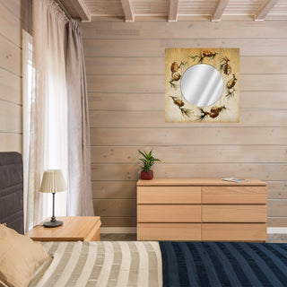 Rustic Pinecone Wall Mirror - Wood & Metal Wall Art