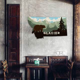 Glacier National Park Montana Cutout Sign - Shaped Wall Art