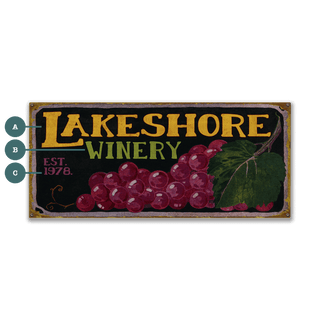 Lakeshore Winery - Wood & Metal Wall Art Metal 24" x 10.5" by Meissenburg Designs