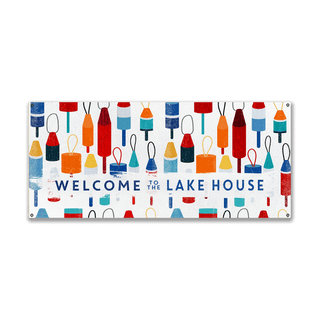 Lake House Buoy Welcome: Generic - Wood & Metal Wall Art Metal 24" x 10.5" by Meissenburg Designs