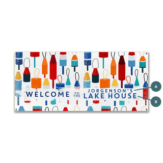 Lake House Buoy Welcome: Personalized - Wood & Metal Wall Art Metal 24" x 10.5" by Meissenburg Designs