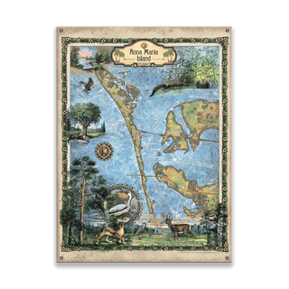 Anna Maria Island, Florida: Illustrated Map - Wood & Metal Wall Art Metal by Lisa Middleton