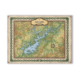 Lake Lanier, Georgia: Illustrated Map - Wood & Metal Wall Art Metal by Lisa Middleton