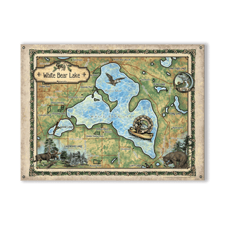 White Bear Lake, Minnesota: Illustrated Map - Wood & Metal Wall Art Metal by Lisa Middleton