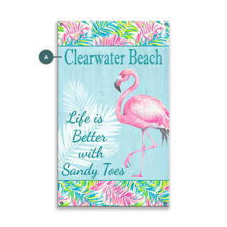 Sandy Toes Tropical Flamingo - Wood & Metal Wall Art Joanne Murphy